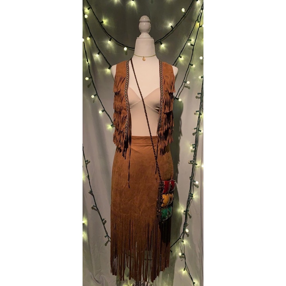 Hippy boho fringed two piece outfit